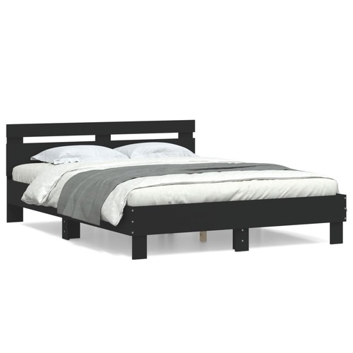 Bed Frame with Headboard Black 150x200 cm Engineered Wood