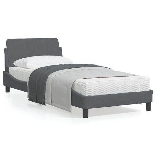 Bed Frame "Dover" Dark Grey 90x190 cm Velvet
