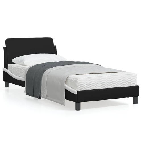 Bed Frame "Dover" Black and White 90x190 cm Faux Leather