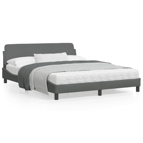 Bed Frame "Dover" Dark Grey 152x203 cm Queen Fabric