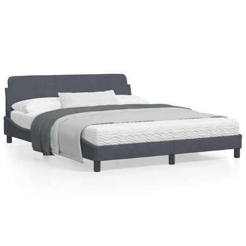 Bed Frame "Dover" Dark Grey 152x203 cm Queen Velvet