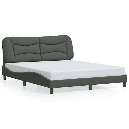 Bed Frame without Mattress "Hvar" Dark Grey 152x203 cm Queen Fabric
