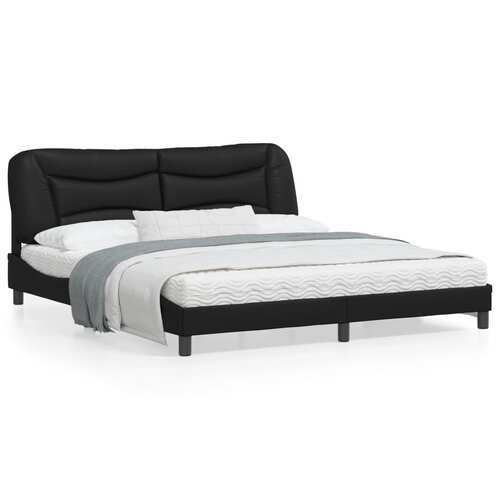 Bed Frame without Mattress "Hvar" Black 180x200 cm King Faux Leather
