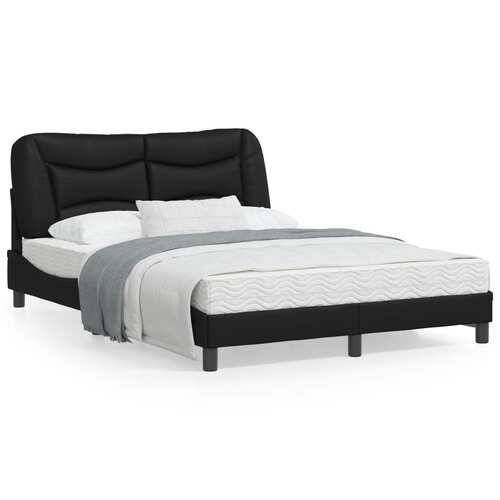 Bed Frame without Mattress "Hvar" Black 137x190 cm Double Faux Leather