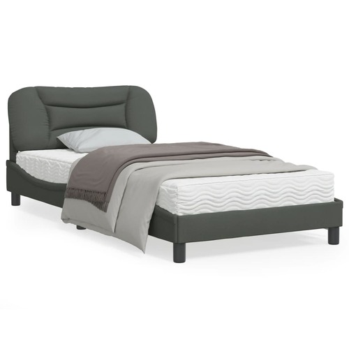 Bed Frame without Mattress "Hvar" Dark Grey 107x203 cm King Single Fabric