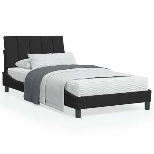 Bed Frame without Mattress "Hanko" Black 107x203 cm King Single Velvet