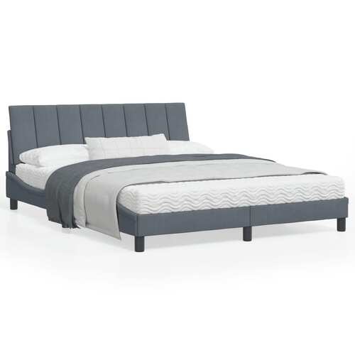 Bed Frame without Mattress "Hanko" Dark Grey 152x203 cm Queen Velvet