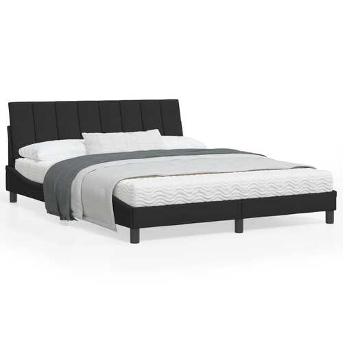 Bed Frame without Mattress "Hanko" Black 152x203 cm Queen Velvet