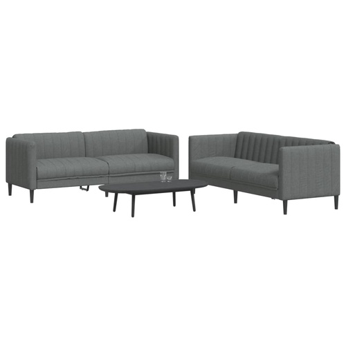 2 Piece Sofa Set Dark Grey Fabric