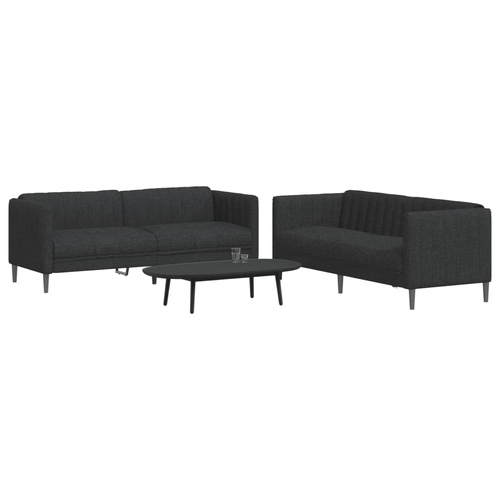 2 Piece Sofa Set Black Fabric