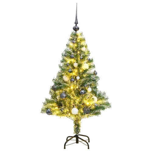 Artificial Christmas Tree with 150 LEDs&Ball Set&Flocked Snow 120 cm