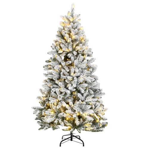 Artificial Hinged Christmas Tree 300 LEDs & Flocked Snow 240 cm