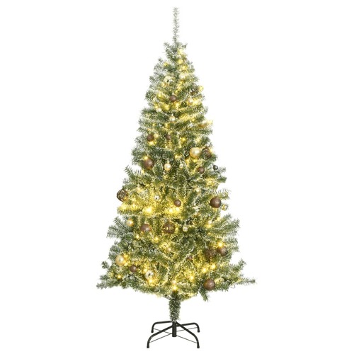 Artificial Christmas Tree with 300 LEDs&Ball Set&Flocked Snow 180 cm