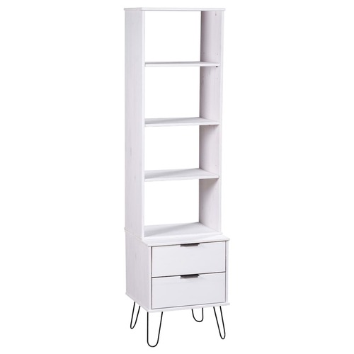 Book Cabinet "New York" White Solid Pine Wood