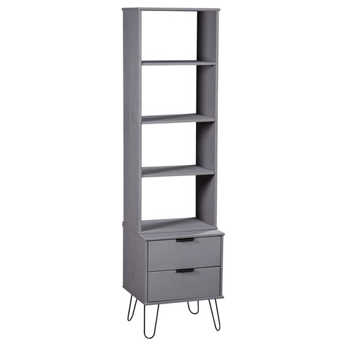 Book Cabinet "New York" Grey Solid Pine Wood