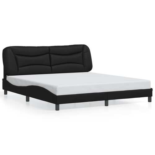 Bed Frame with LED without Mattress "Hvar" Black 180x200 cm