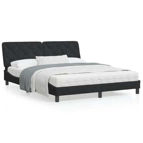 Bed Frame with LED without Mattress Black 152x203 cm Queen Velvet