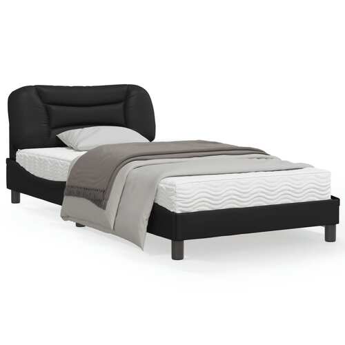 Bed Frame with LED Light Black 107x203 cm Faux Leather