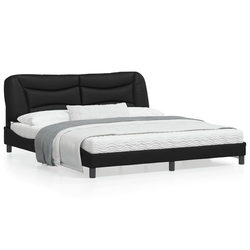 Bed Frame with LED without Mattress "Hvar" Black 180x200 cm