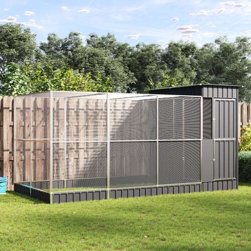 Aviary with Extension Silver 416x203x216 cm Steel