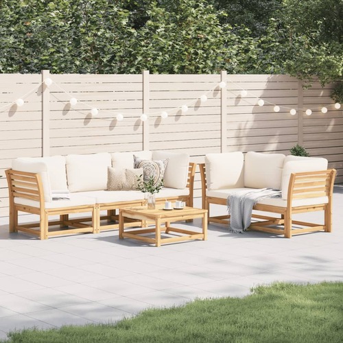 6 Piece Garden Lounge Set with Cushions Solid Wood Acacia