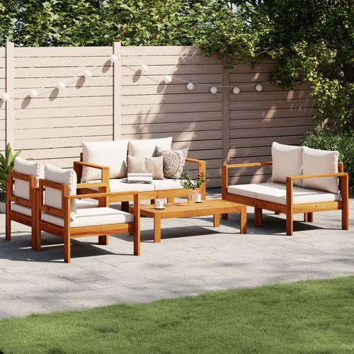 5 Piece Garden Sofa Set with Cushions Solid Wood Acacia