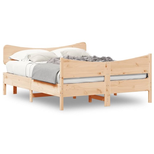 Bed Frame with Headboard 150x200 cm Solid Wood Pine