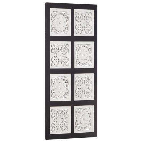 Hand-Carved Wall Panel MDF 40x80x1.5 cm Black and White