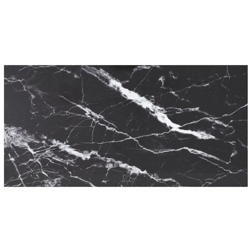 Table Top Black 100x50 cm 6mm Tempered Glass with Marble Design