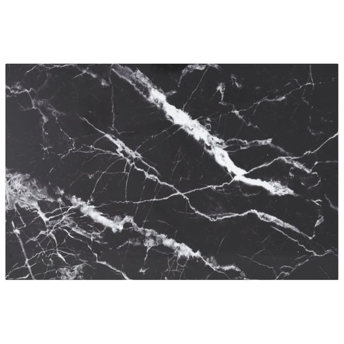 Table Top Black 100x62 cm 8mm Tempered Glass with Marble Design