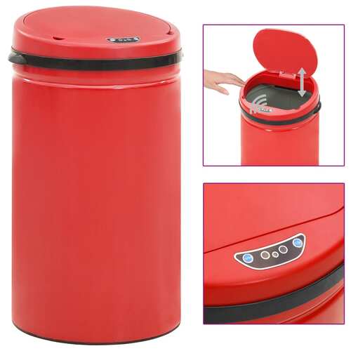 Automatic Sensor Dustbin 50 L Carbon Steel Red