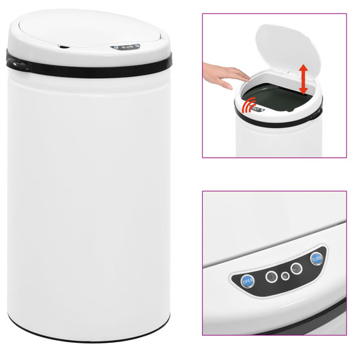 Automatic Sensor Dustbin 50 L Carbon Steel White