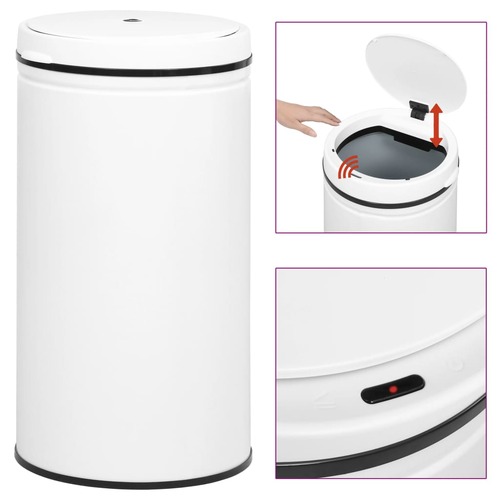 Automatic Sensor Dustbin 60 L Carbon Steel White