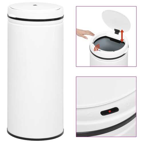 Automatic Sensor Dustbin 80 L Carbon Steel White