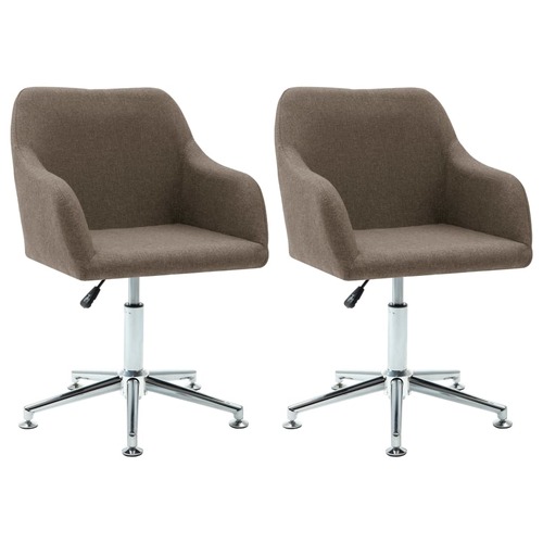 2x Swivel Dining Chairs Taupe Fabric