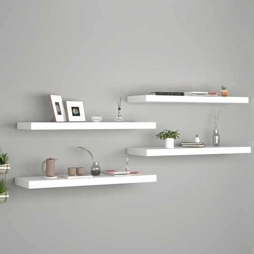 Floating Wall Shelves 4 pcs White 80x23.5x3.8 cm MDF