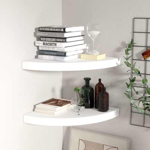 Floating Corner Shelves 2 pcs White 35x35x3.8 cm MDF