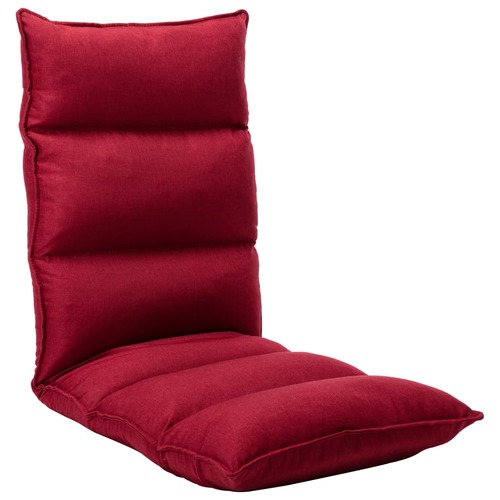 Folding Floor Chair Wine Red Fabric