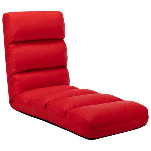 Folding Floor Chair Red Faux Leather