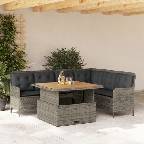2 Piece Garden Sofa Set with Cushions Grey Poly Rattan