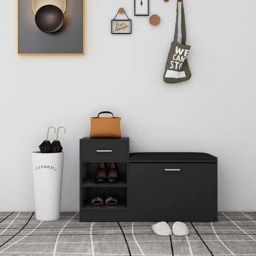 Shoe Bench Black 94.5x31x57 cm Engineered Wood