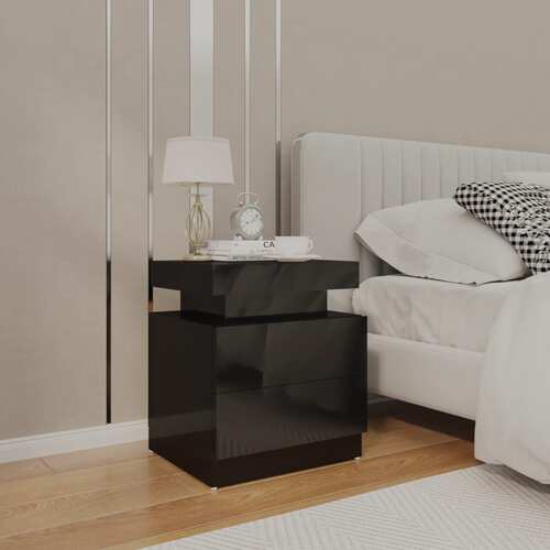 Bedside Cabinet High Gloss Black 45x35x52 cm Engineered Wood