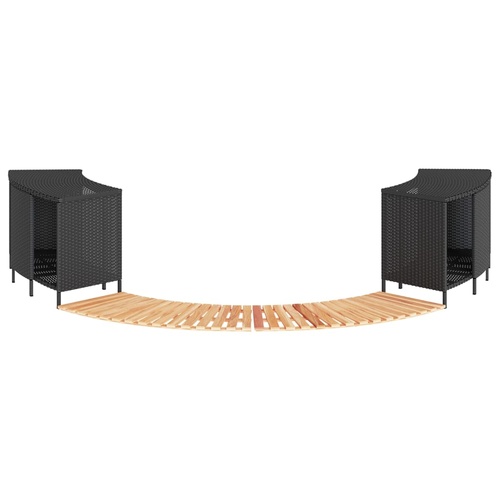 Hot Tub Surround Black Poly Rattan and Solid Wood Acacia