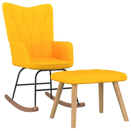Rocking Chair with a Stool Mustard Yellow Fabric
