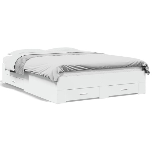 Bed Frame with Drawers without Mattress White 135x190 cm