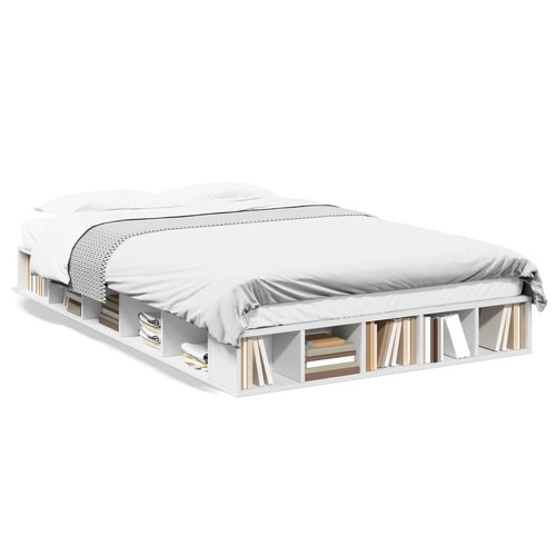 Bed Frame White 135x190 cm Engineered Wood