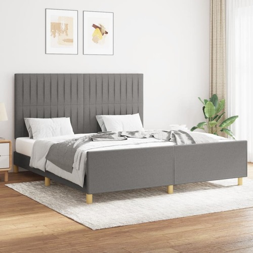 Bed Frame with Headboard Dark Grey 153x203 cm Queen Size Fabric