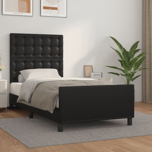 Bed Frame with Headboard Black 106x203 cm King Single Size Velvet