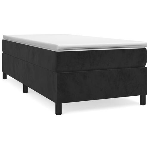 Box Spring Bed with Mattress Black 106x203 cm King Single Size Velvet