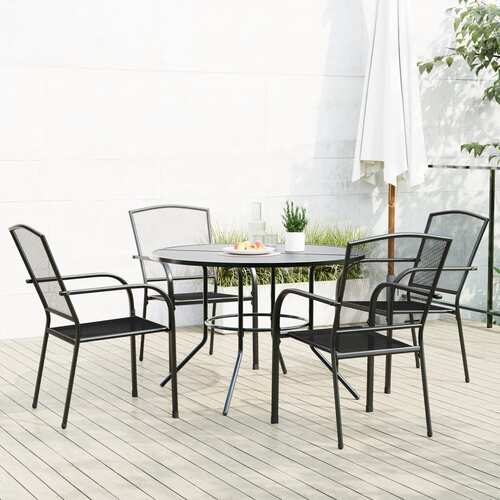 Stackable Garden Chair Set 5 Piece Anthracite Powder-coated Steel